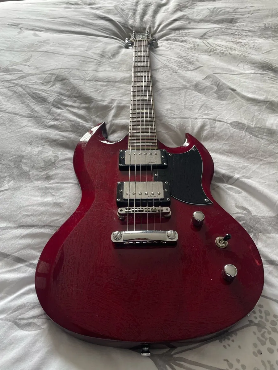 Harley Benton DC-Custom Cherry Electric Guitar - Image 4