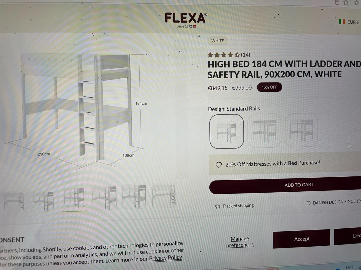 Flexa High Bed + Ladder & Mattress - Image 4