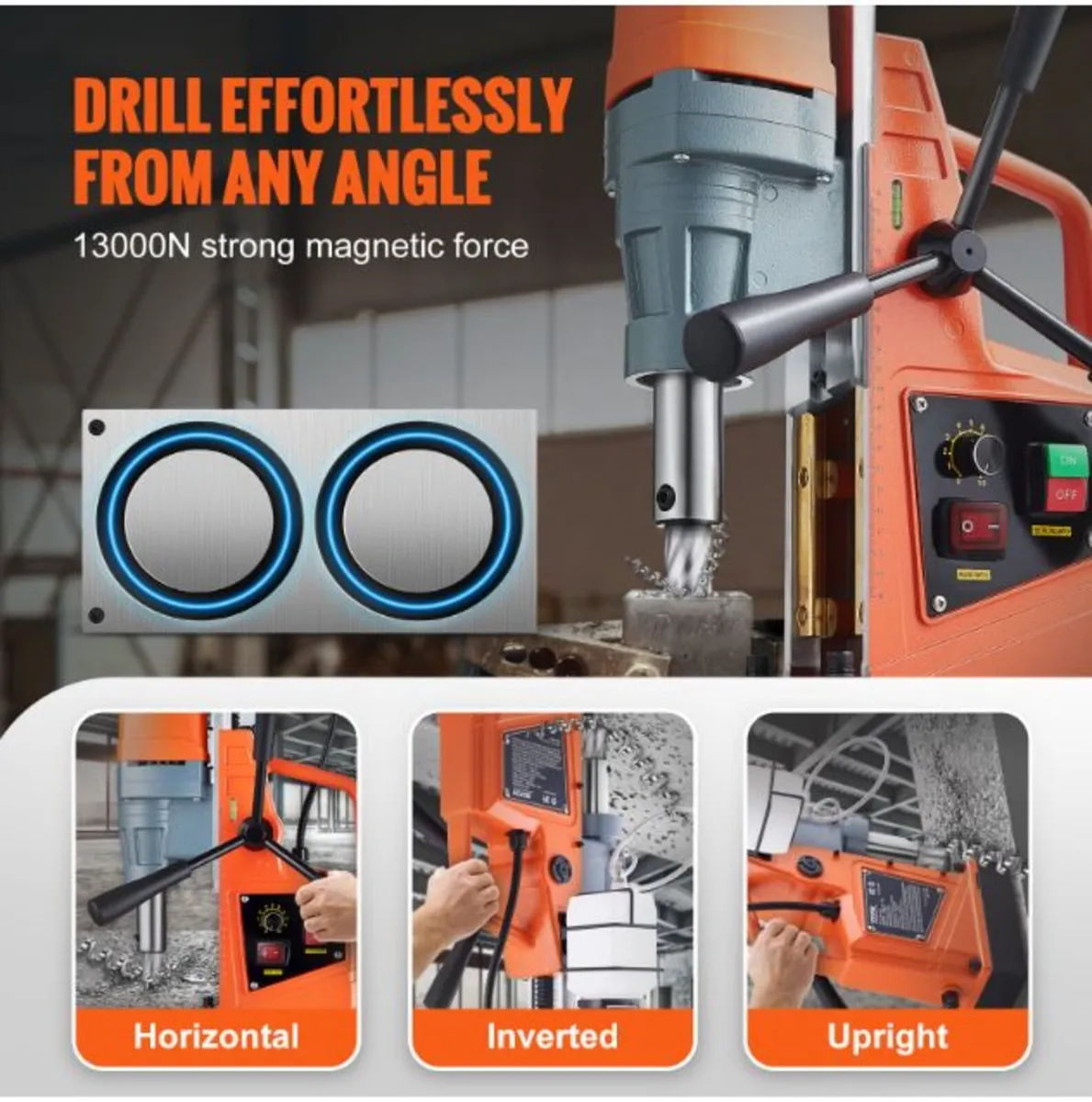 1550W Mag Drill 50mm 13000N Portable Press 500RPM - Image 3