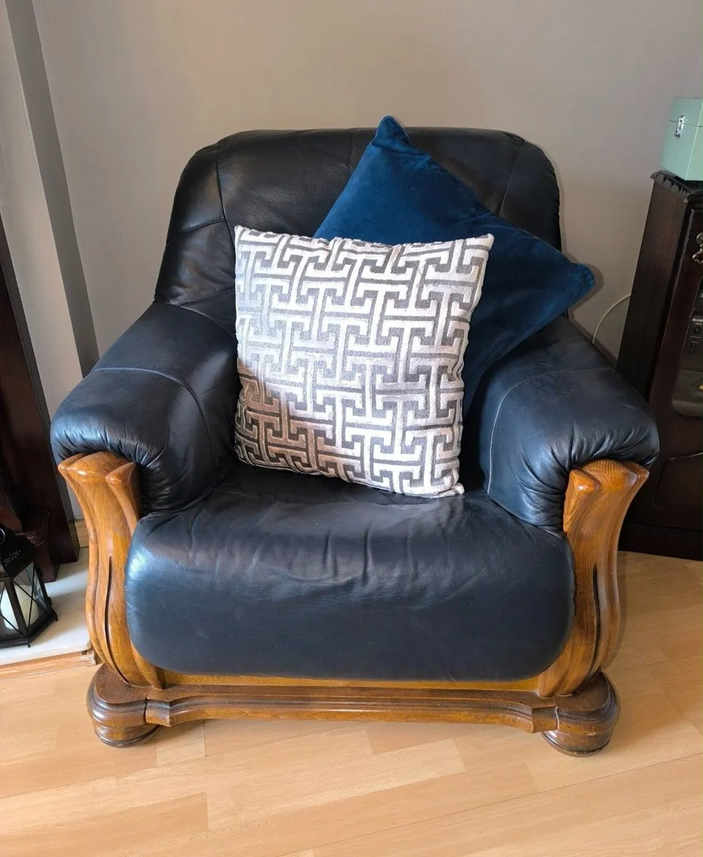 Leather Couch and Armchairs - Image 2