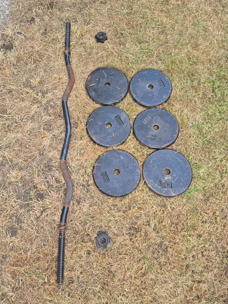 Curl bar heavy & weights plates 6×5kg