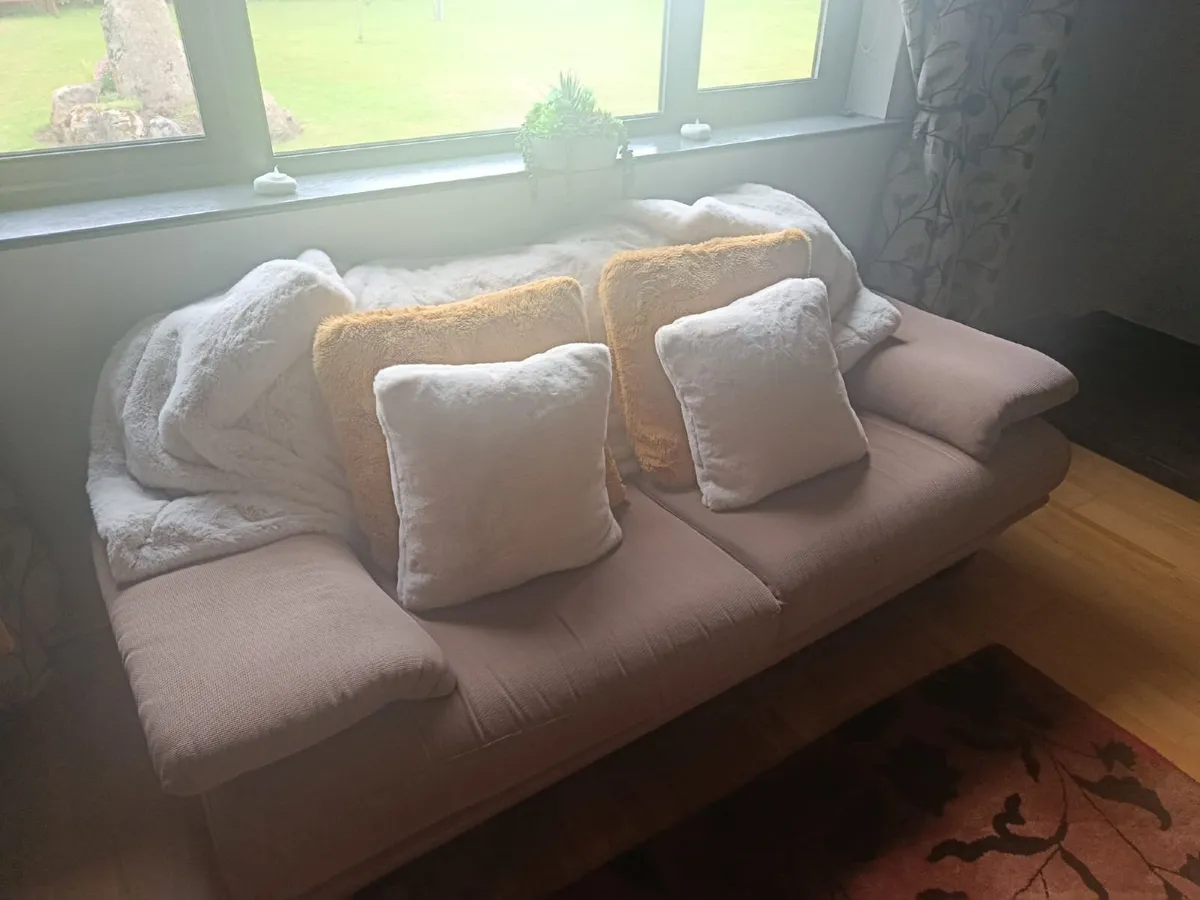 3 & 2 Seater Taupe/Fawn Sofa Set - Image 1
