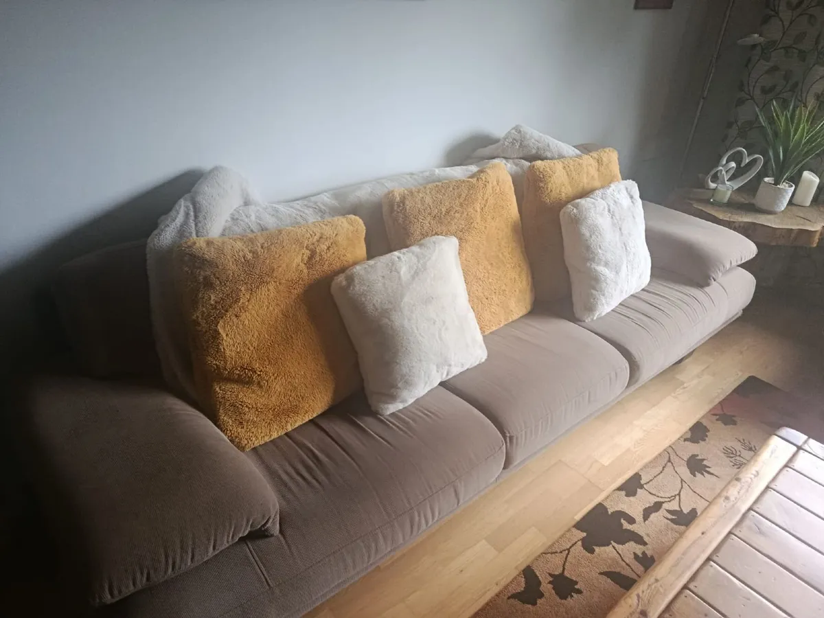 3 & 2 Seater Taupe/Fawn Sofa Set - Image 2