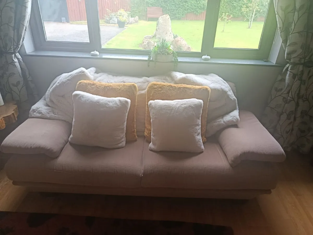 3 & 2 Seater Taupe/Fawn Sofa Set - Image 3