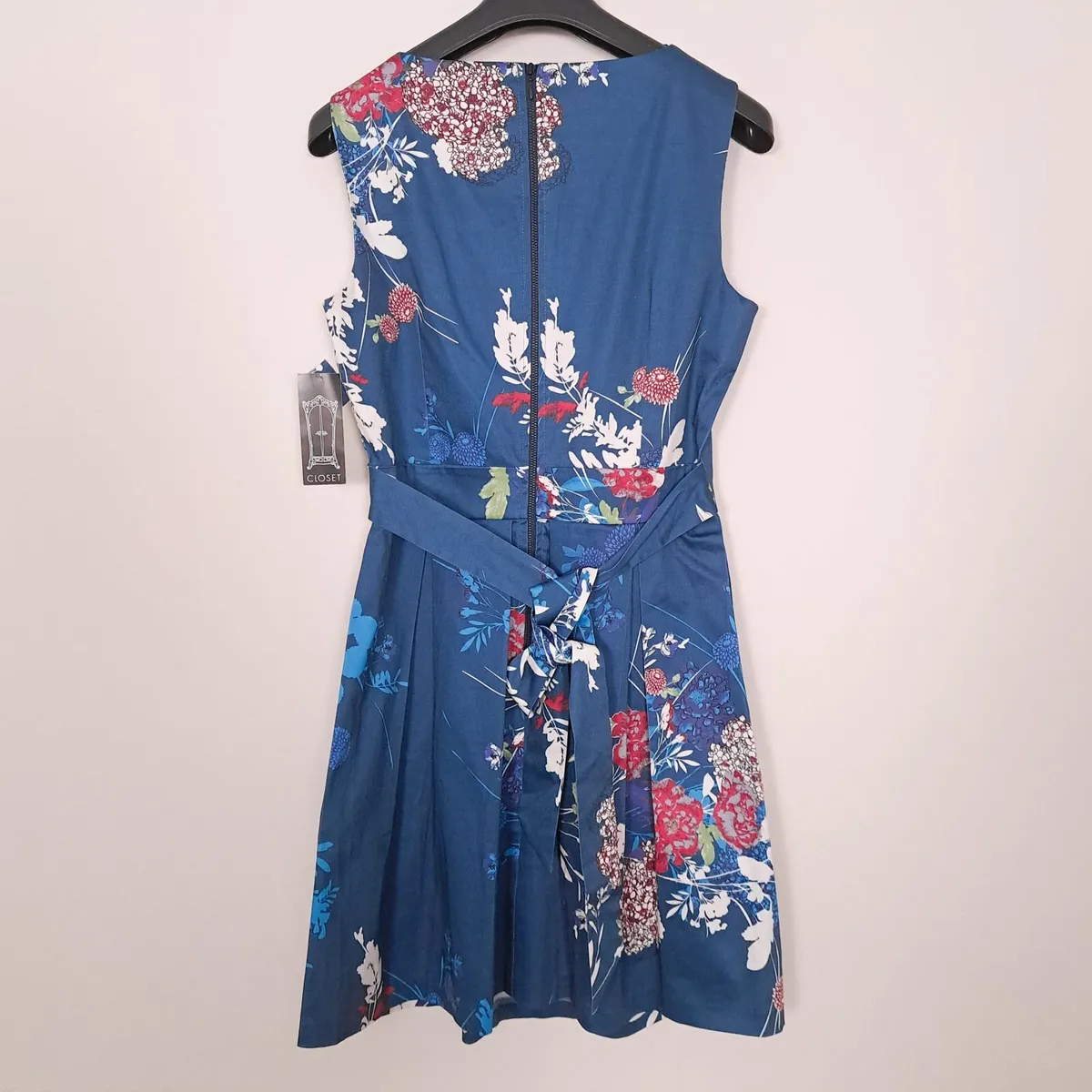 Closet London Blue Floral Pleated Dress 12UK - Image 3
