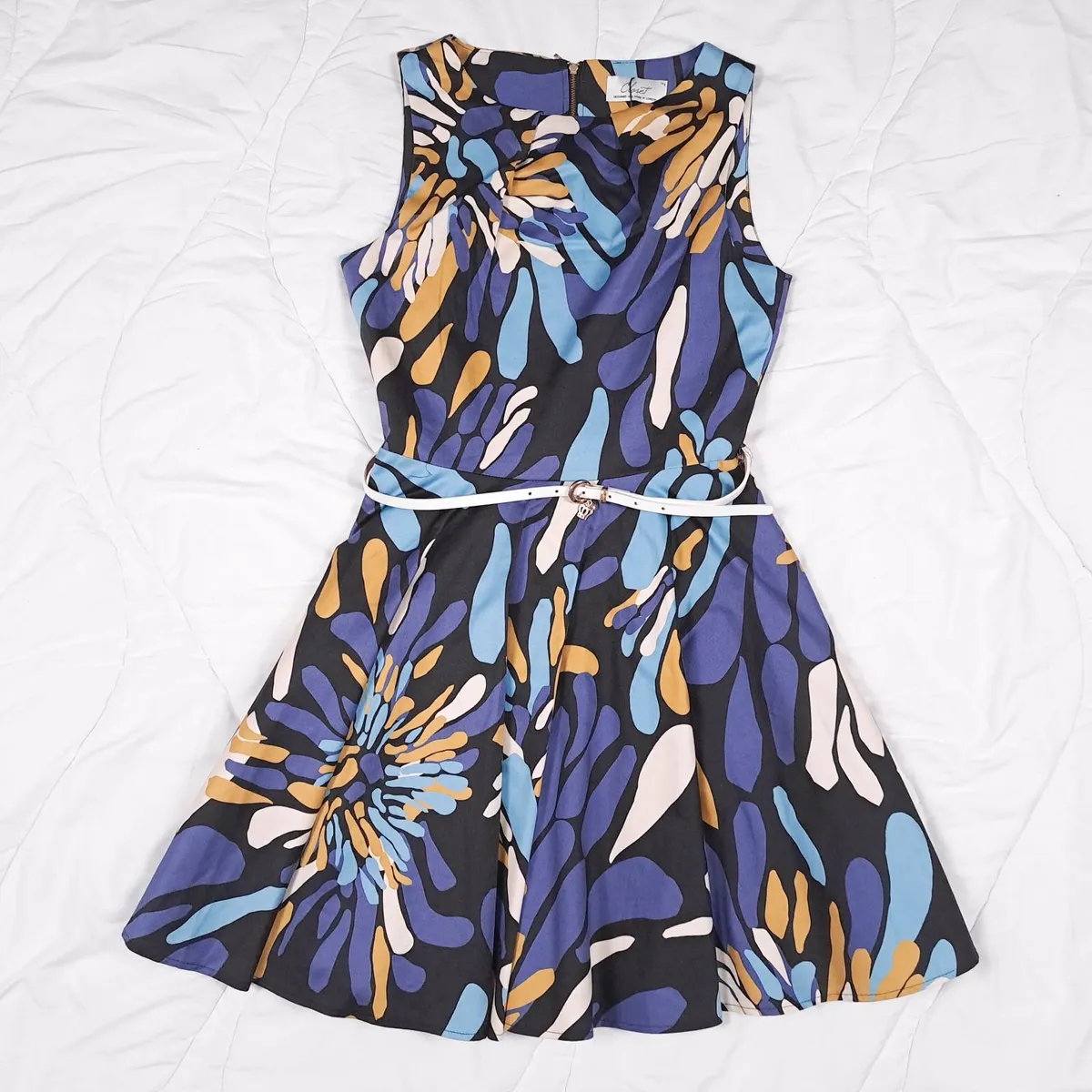 Closet London Blue Belted A-Line Dress 12UK/40EU - Image 1