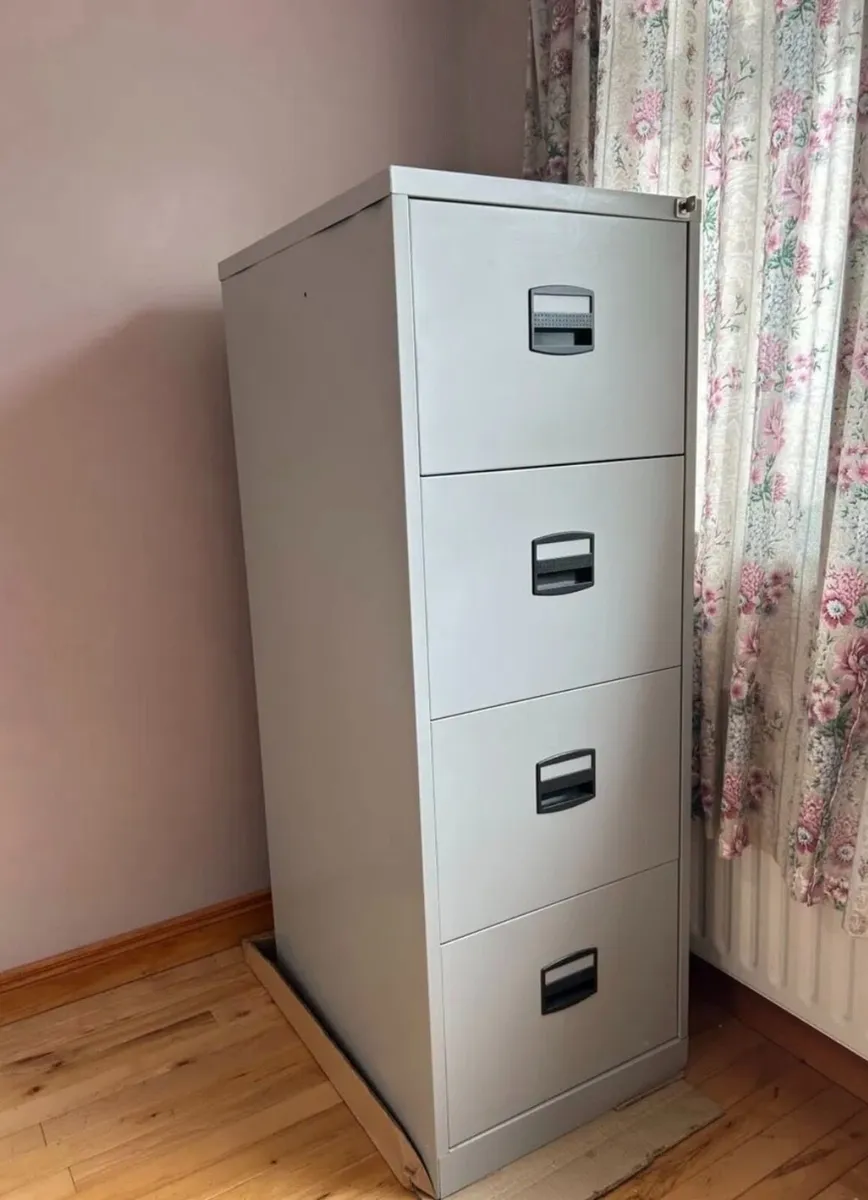 Grey Metal Filing Cabinet – 4 Drawer Storage Unit - Image 1