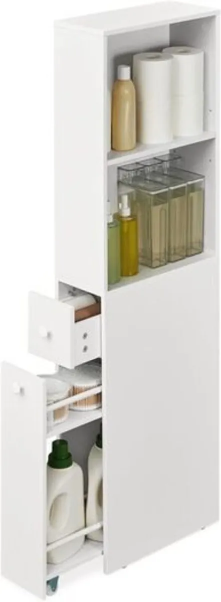 Narrow Bathroom storage cabinet with drawers class - Image 2