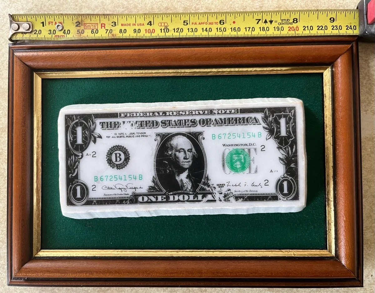 Vintage Framed 3D Dollar Bill Wall Art - Image 1