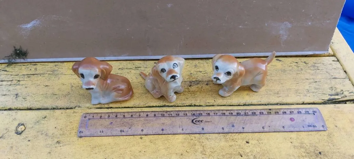 1950s Porcelain Hand Painted Puppy Dog Figurines