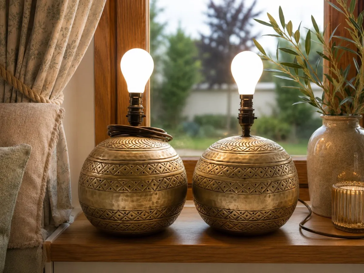 Pair of Vintage Brass Table Lamp Bases - Image 2