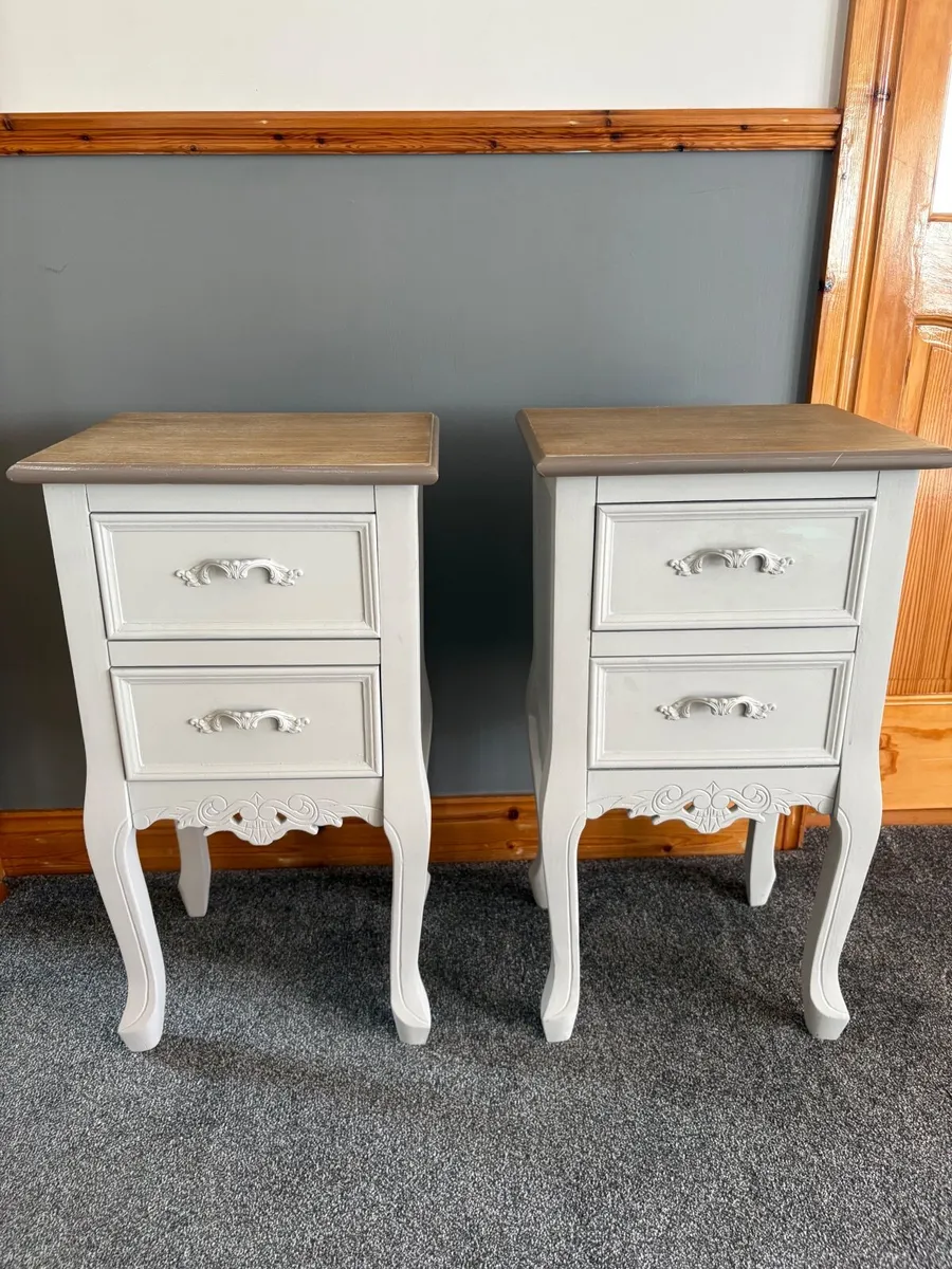 Bedside cabinets lockers grey shabby chic - Image 1