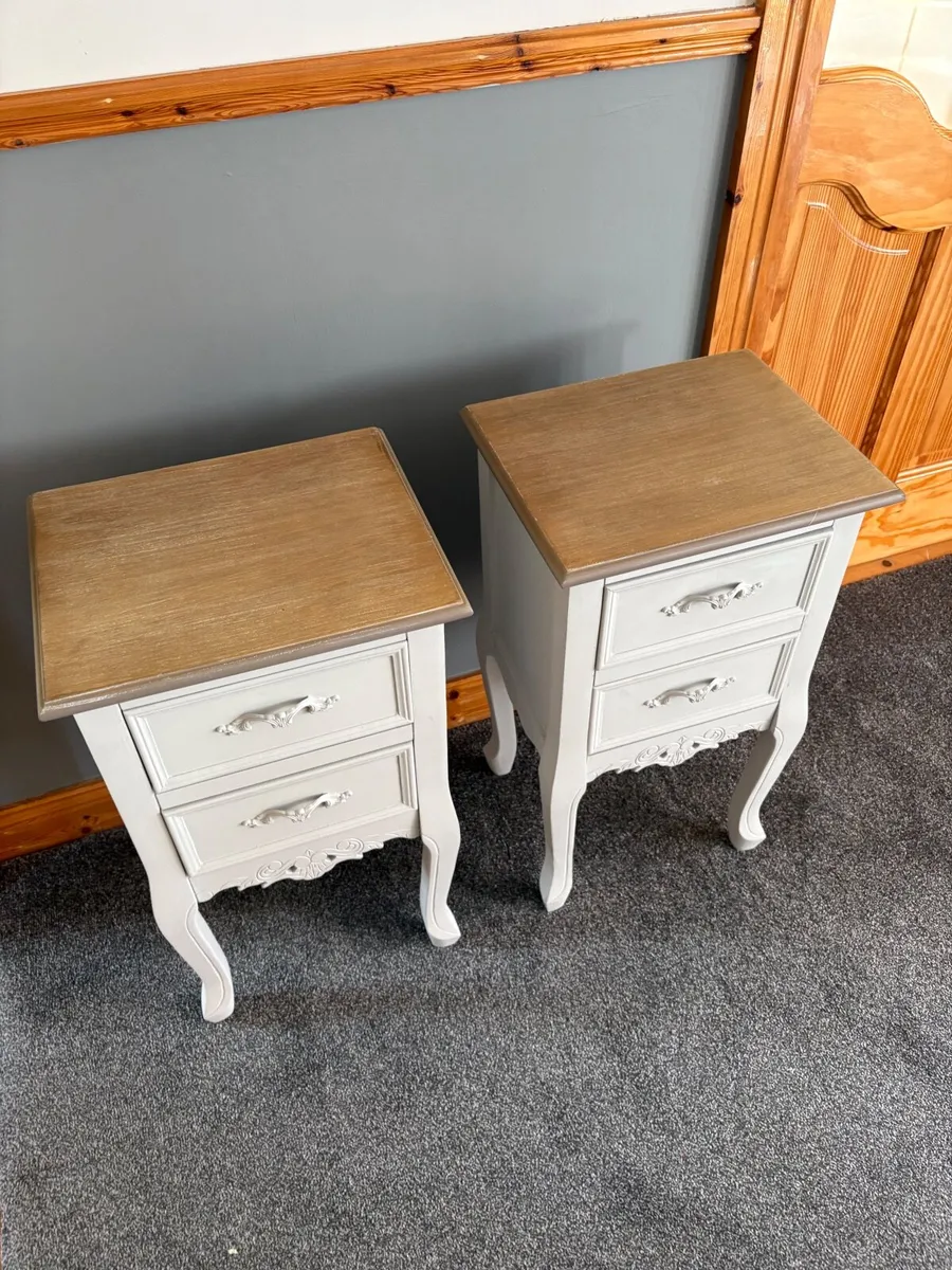 Bedside cabinets lockers grey shabby chic - Image 2