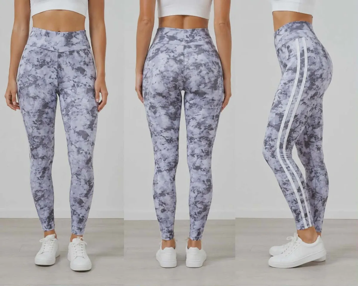 Women's Marble Print High-Waisted Leggings - Image 1