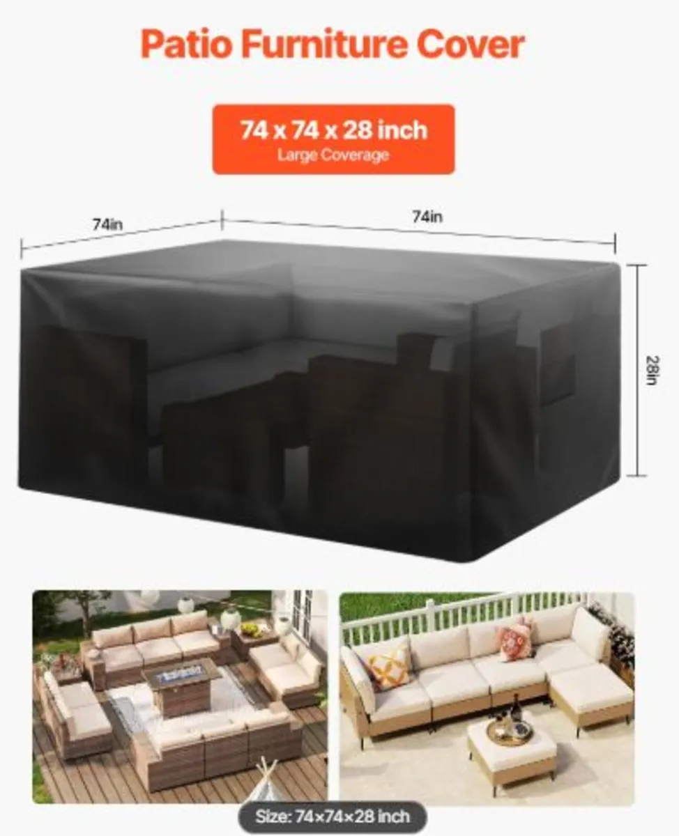 Patio Furniture Cover, 420D Heavy Duty Waterproof - Image 1