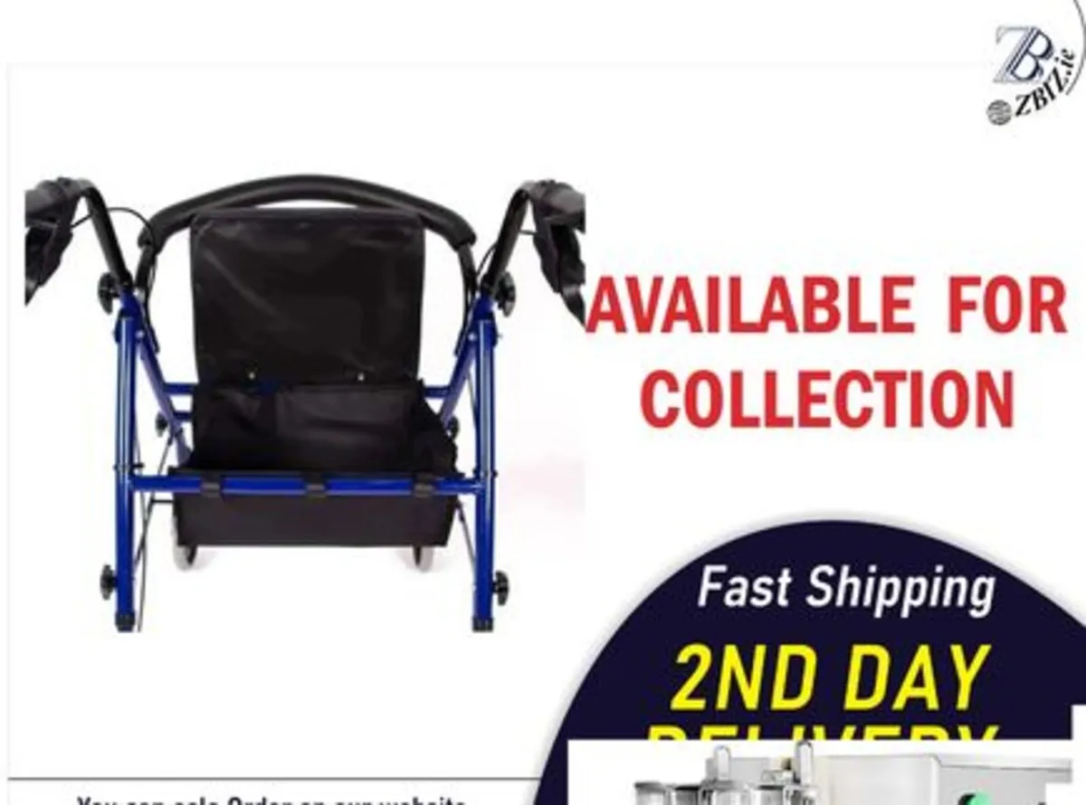 Lightweight Foldable Rollator with Tray and Basket - Image 1