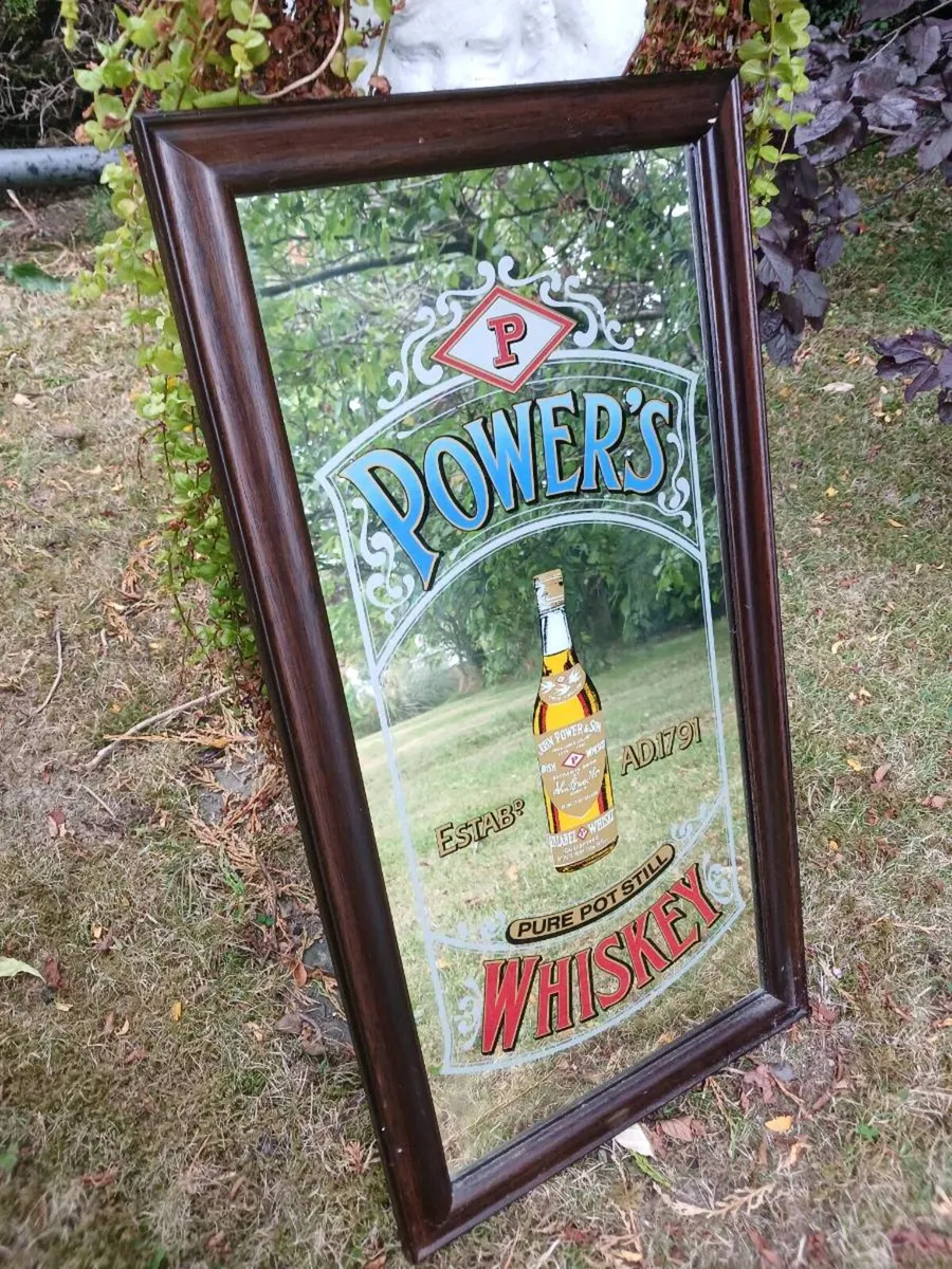 Vintage  powers whiskey advertising mirror - Image 1
