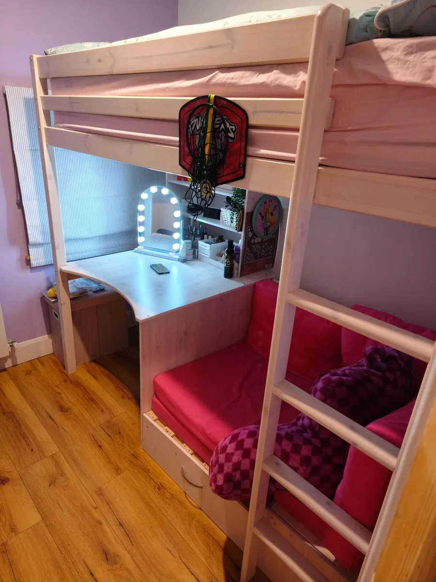 High sleeper bed with desk and sofa - Image 2