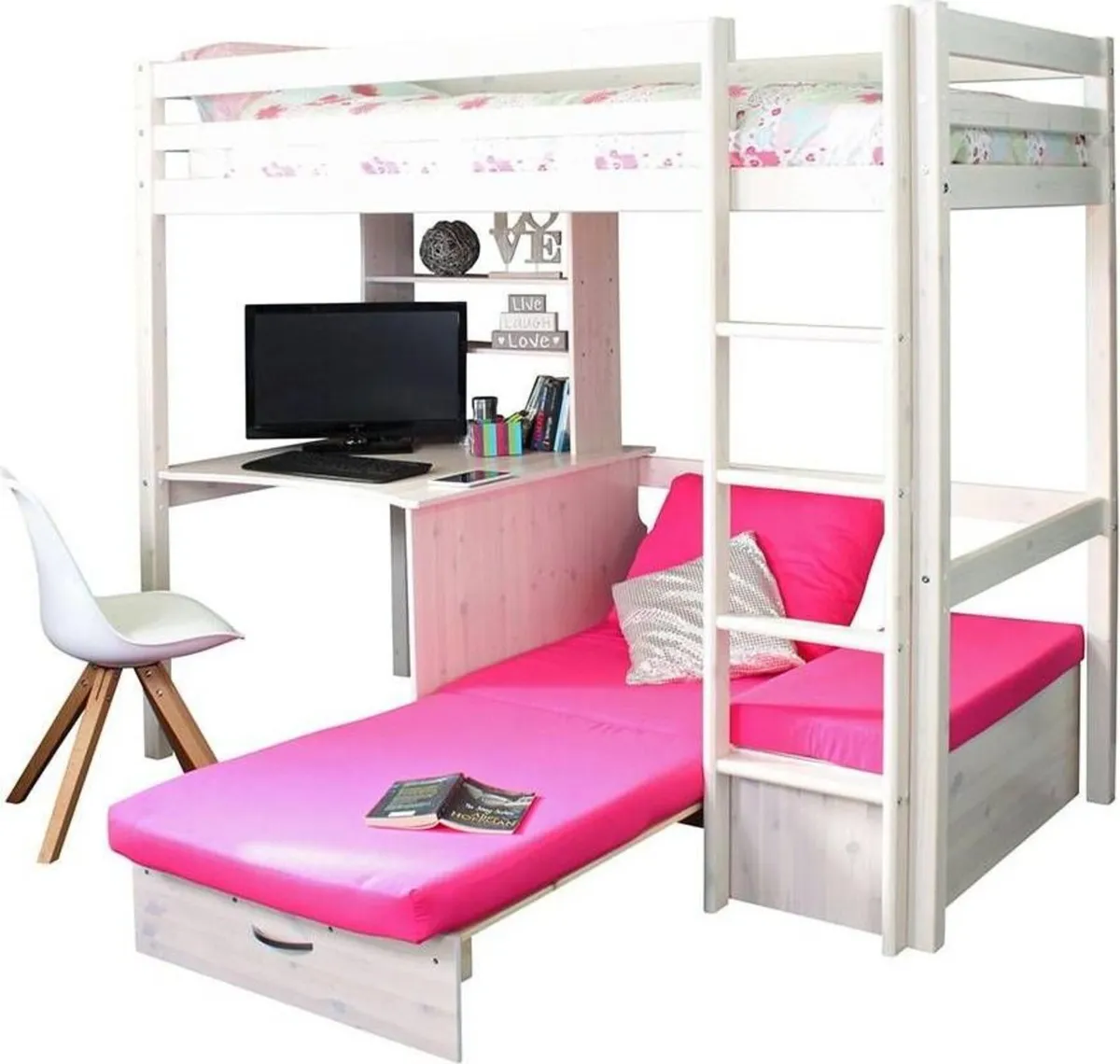 High sleeper bed with desk and sofa - Image 3