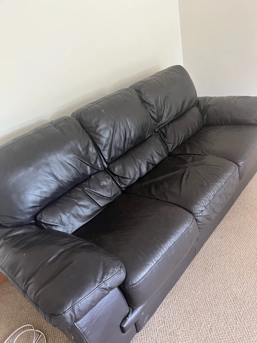 2&3Black leather sofa - Image 2
