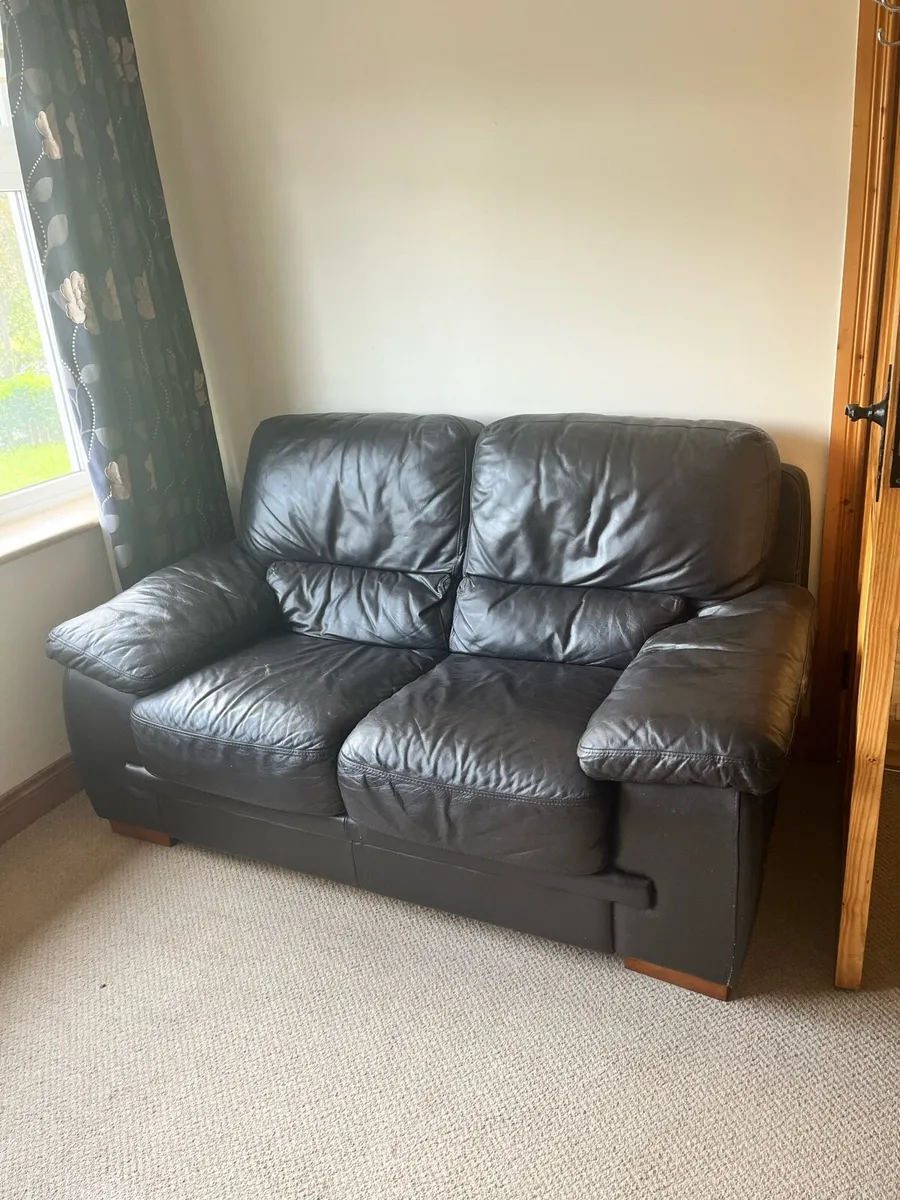 2&3Black leather sofa - Image 3