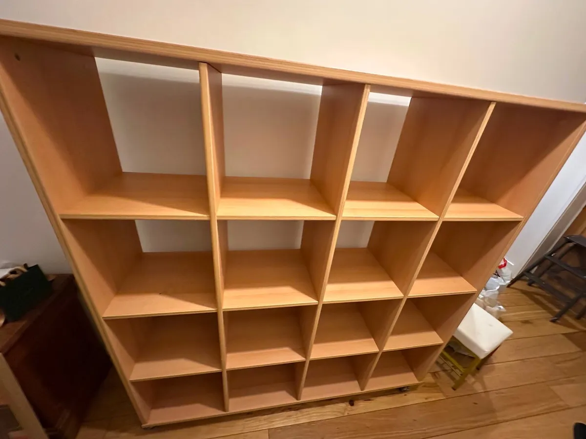 Large 16 Cube Bookcase Storage Unit with Wheels - Image 1