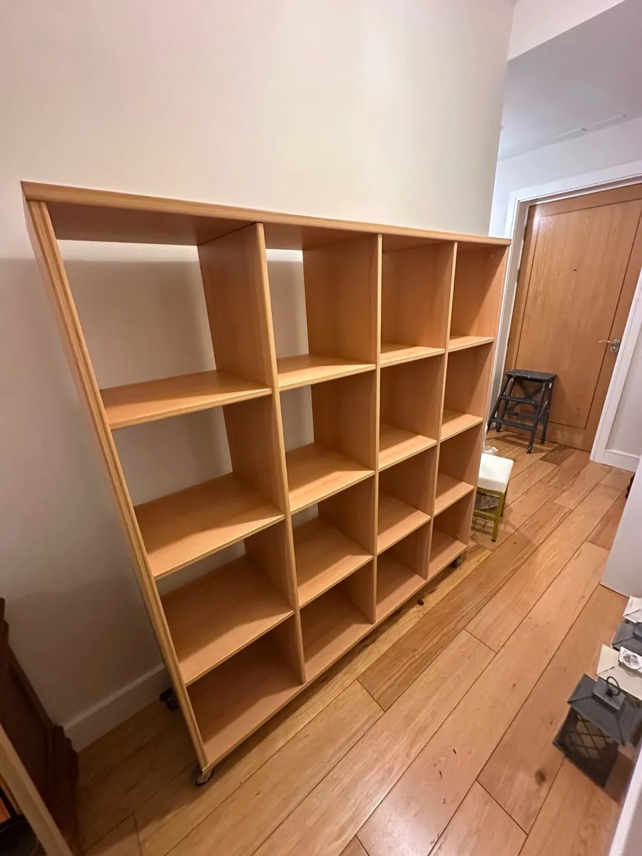 Large 16 Cube Bookcase Storage Unit with Wheels - Image 3
