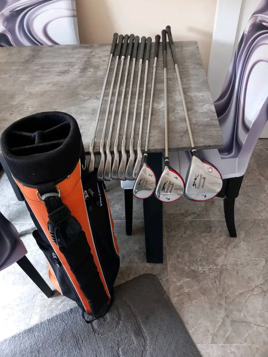 Slazenger golf clubs and bag. - Image 1
