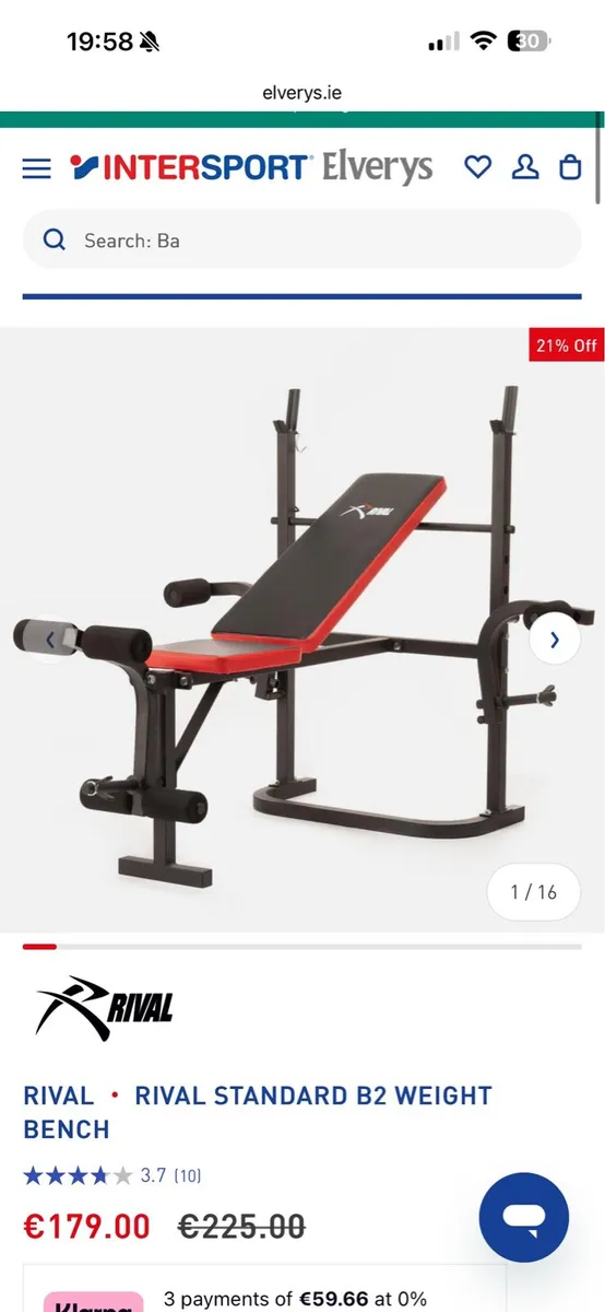 Weight bench - adjustable & 50kg weights - Image 4
