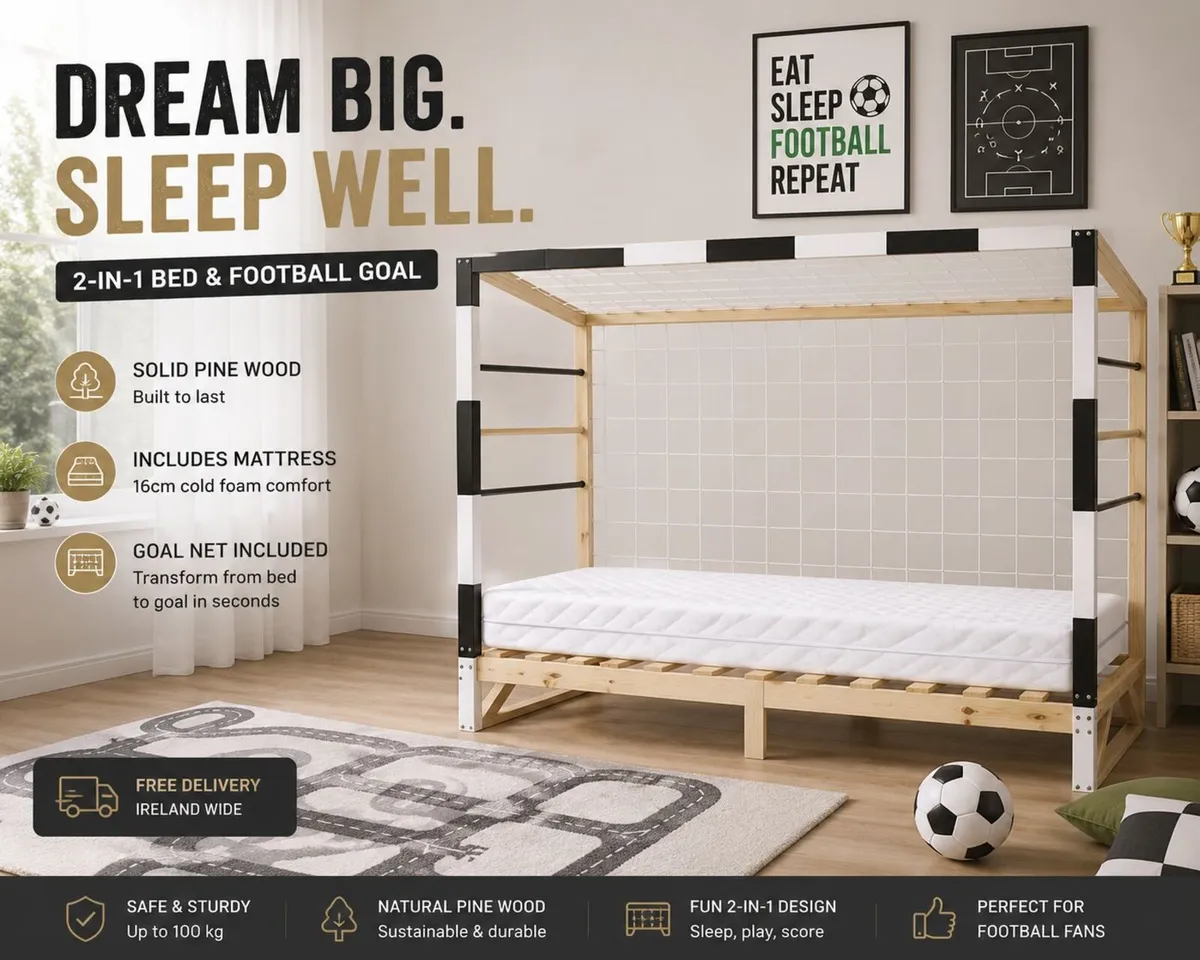 Football Goal Kids Bed with Mattress - Image 1