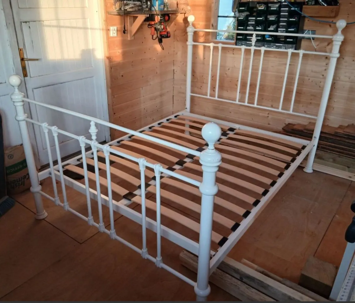 Really Sturdy White Metal 4Ft 6” Double Bed Frame - Image 1