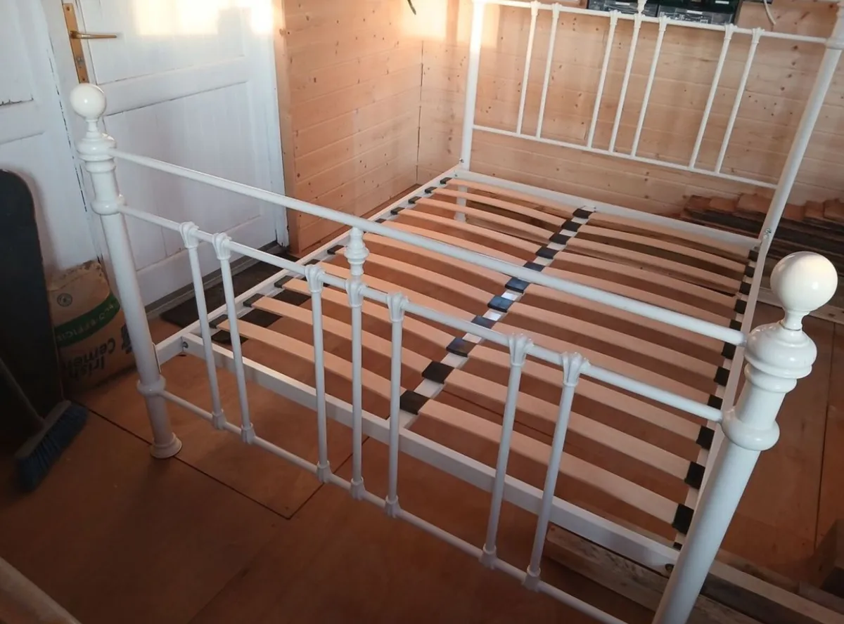 Really Sturdy White Metal 4Ft 6” Double Bed Frame - Image 3