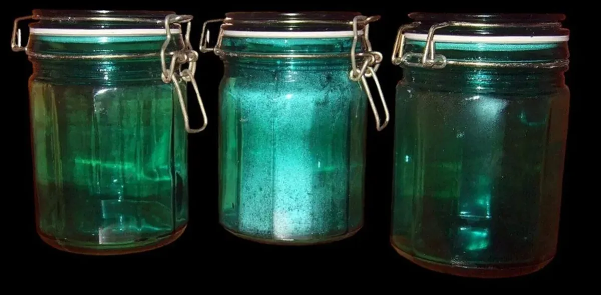 Rare Vintage Harrods Green Glass Storage Jars (3) - Image 2