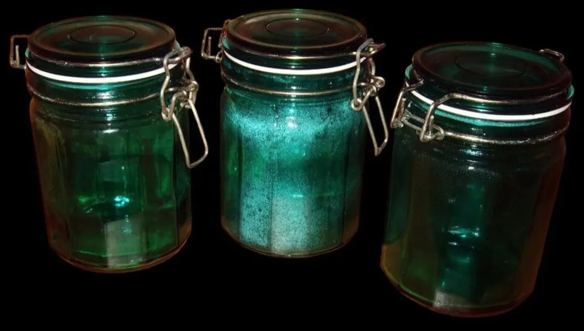 Rare Vintage Harrods Green Glass Storage Jars (3) - Image 3