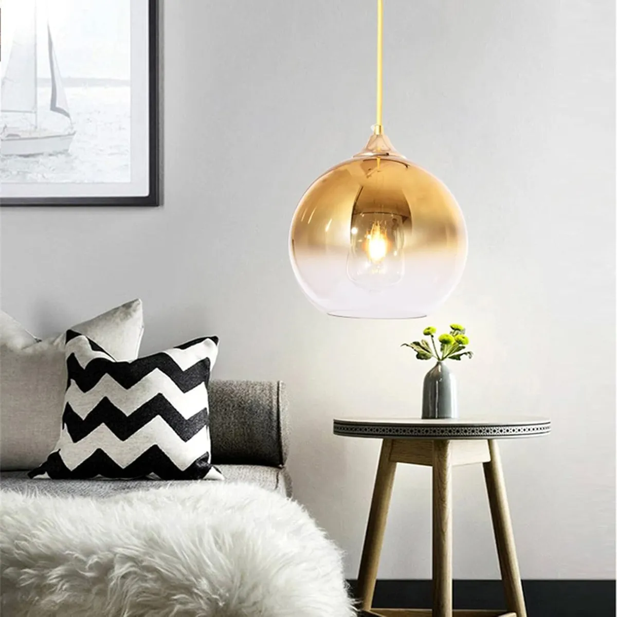 Spherical Gradient Colour Glass Pendant Light - Image 4