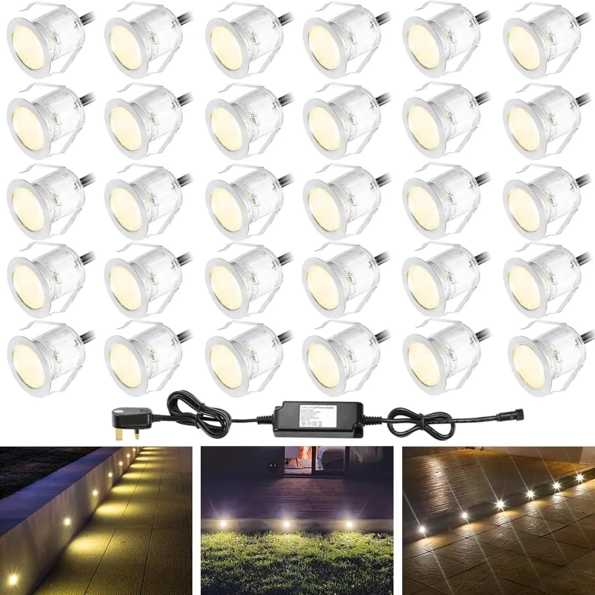 Warm LED Decking Lights Waterproof ø30MM Plinth - Image 1