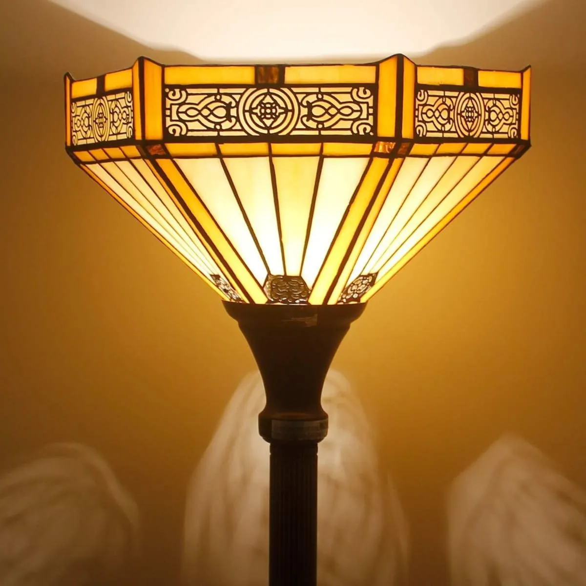 Tiffany Floor Lamp Hexagon Stained Glass Mission - Image 2