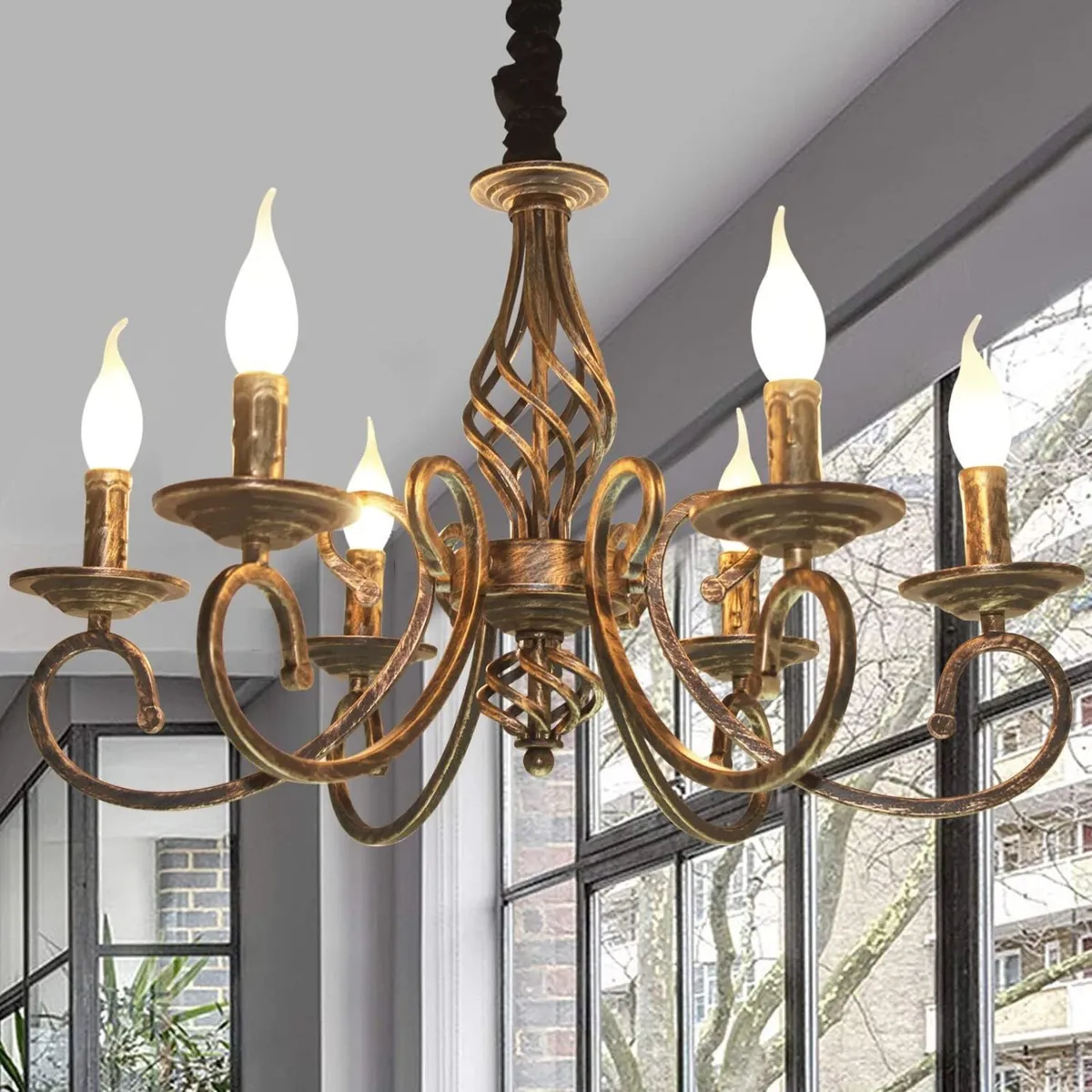 Rustic French Country Chandelier Antique Bronze 6 - Image 1