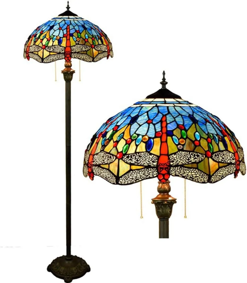 Tiffany Style Dragonfly Reading Floor Lamp - Image 1