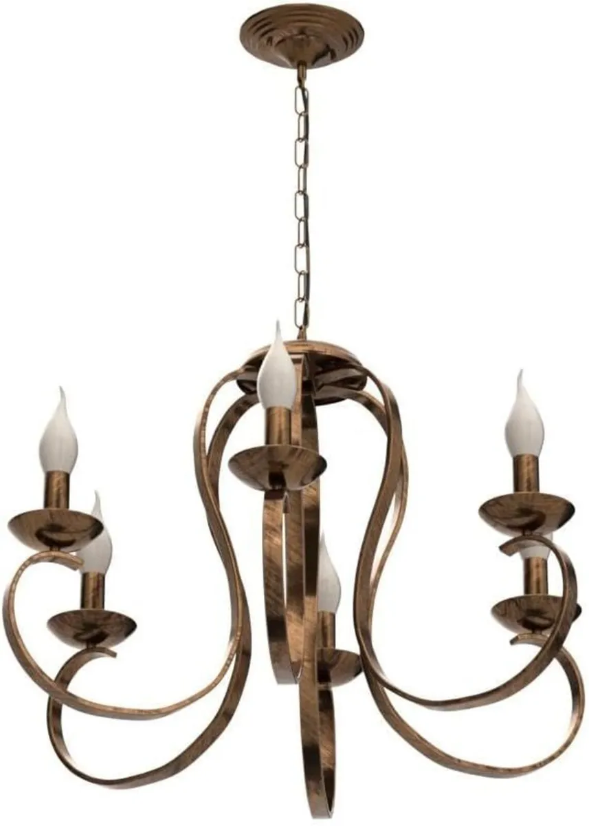 Chandelier Antique Brushed Candle Rustic Bronze 6 - Image 4