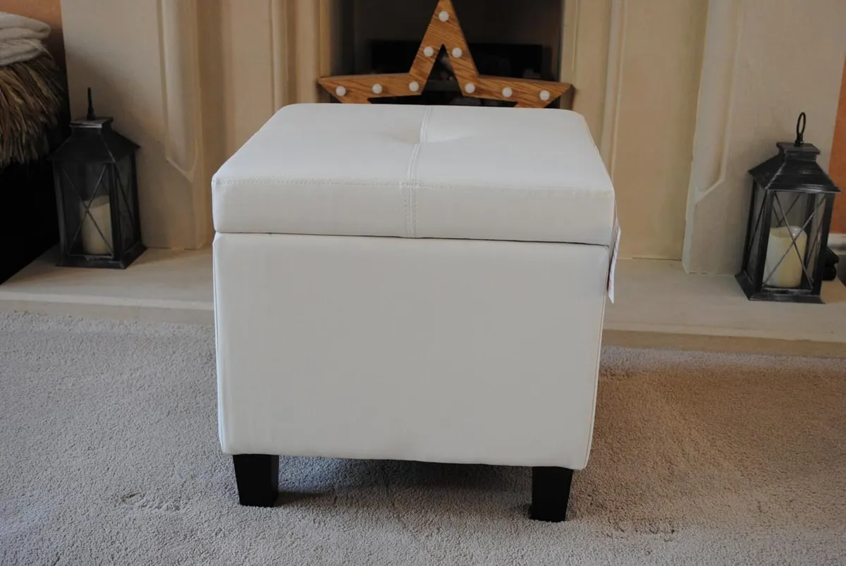 Genuine Real Leather Storage Footstool Pouffe New - Image 3
