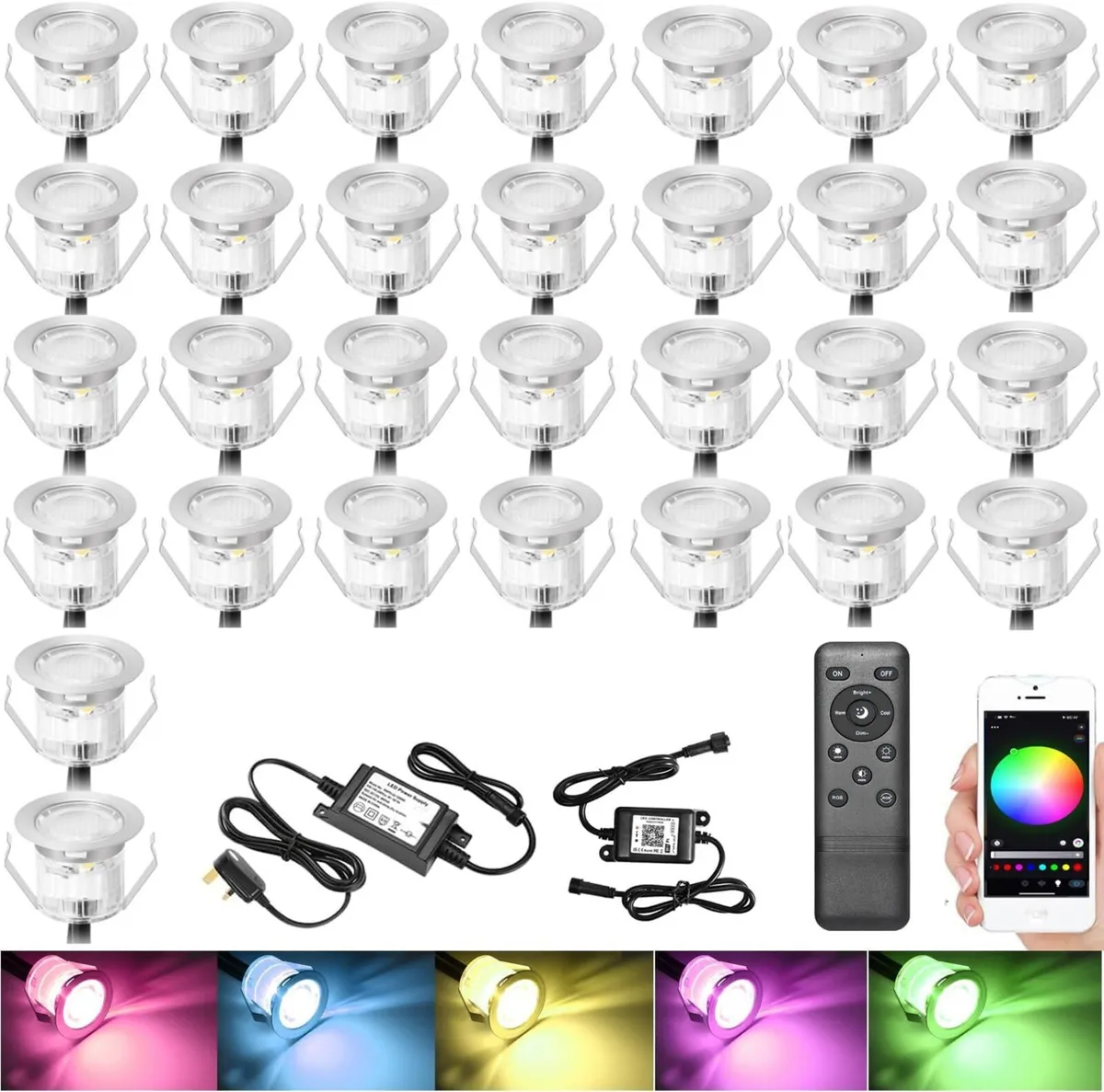 RGB Bluetooth LED Decking Lights Waterproof 30 - Image 1