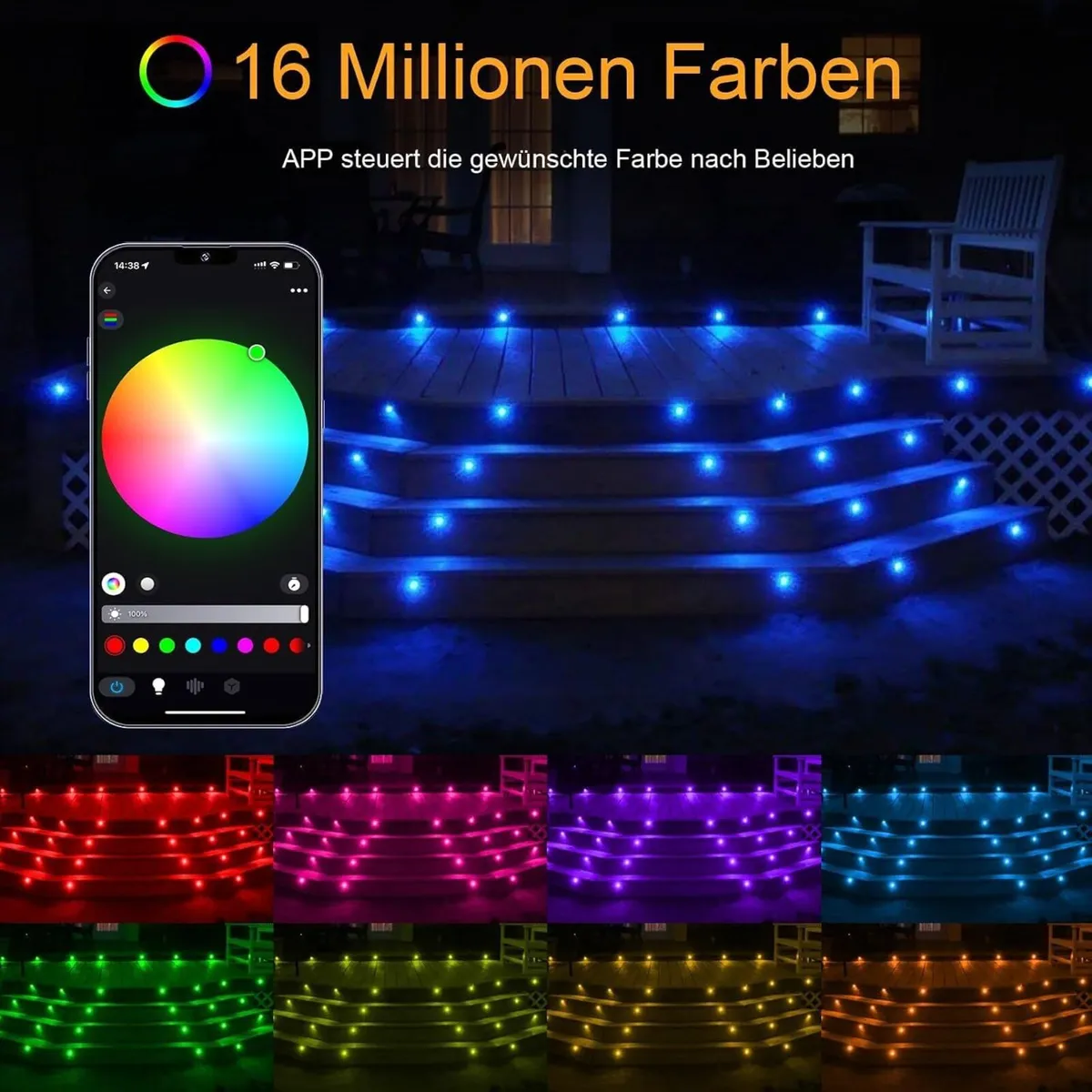 RGB Bluetooth LED Decking Lights Waterproof 30 - Image 4