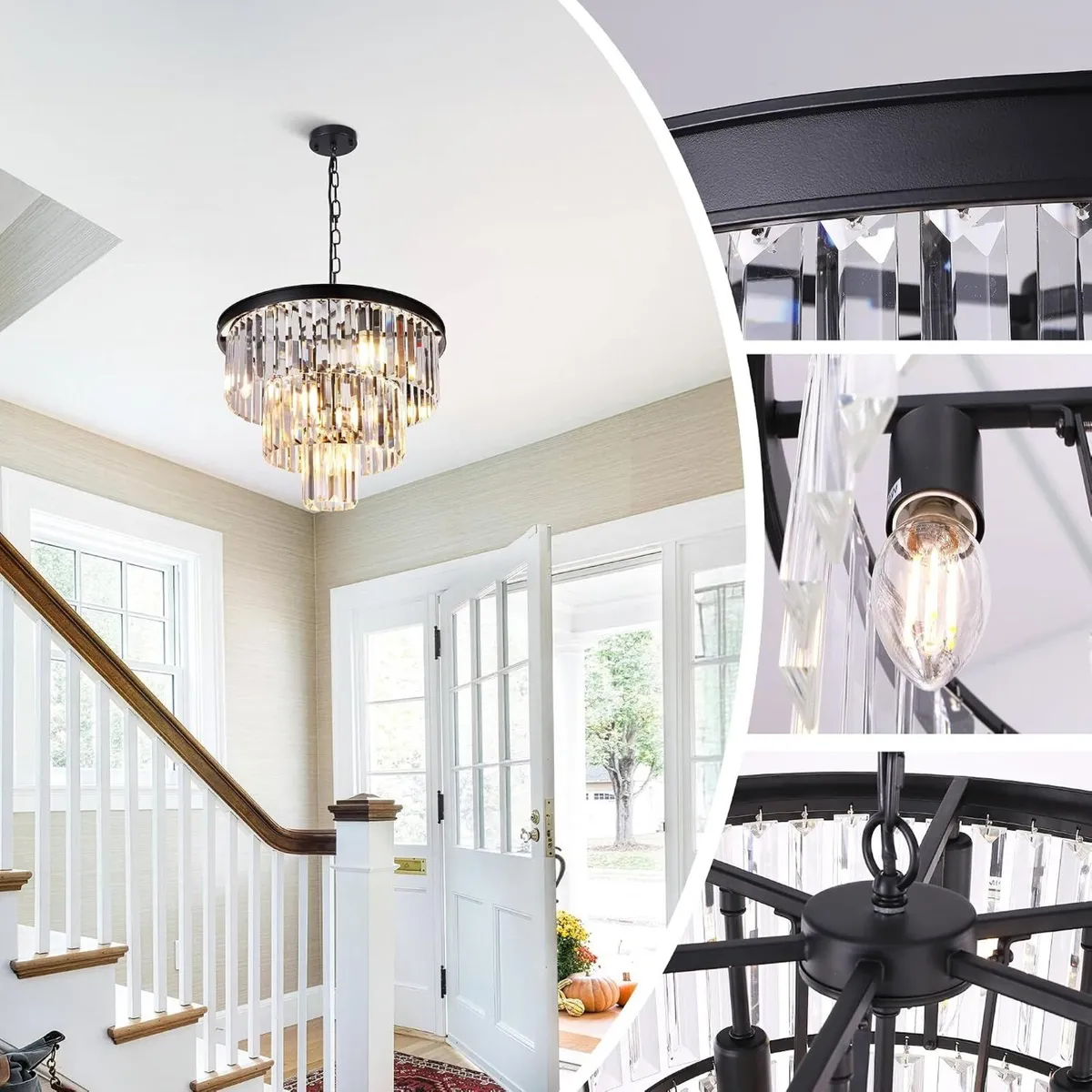 20 Inch Crystal Chandelier 3-Tier Contemporary - Image 3