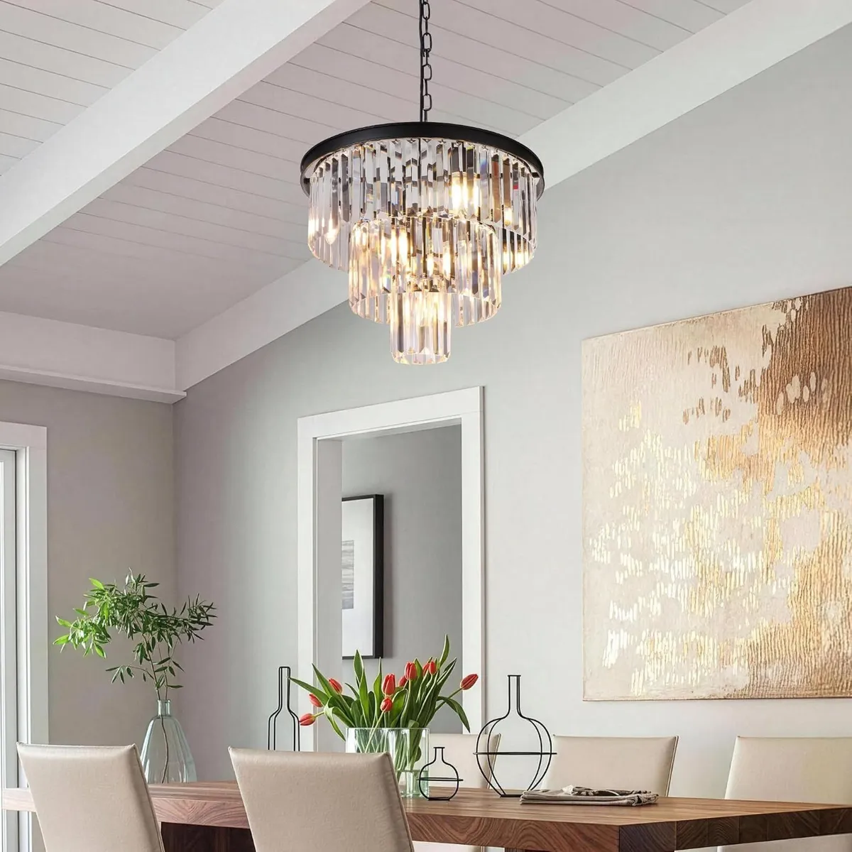 20 Inch Crystal Chandelier 3-Tier Contemporary - Image 4
