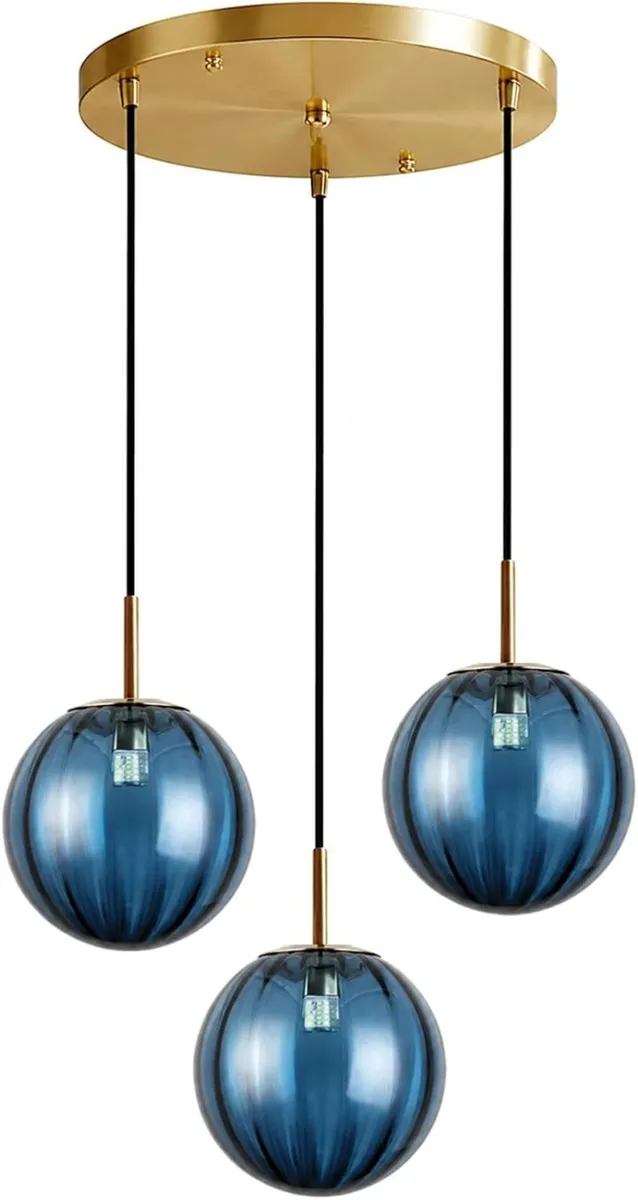 3 Lights Pendant Lighting Fixture with 15CM Glass - Image 1