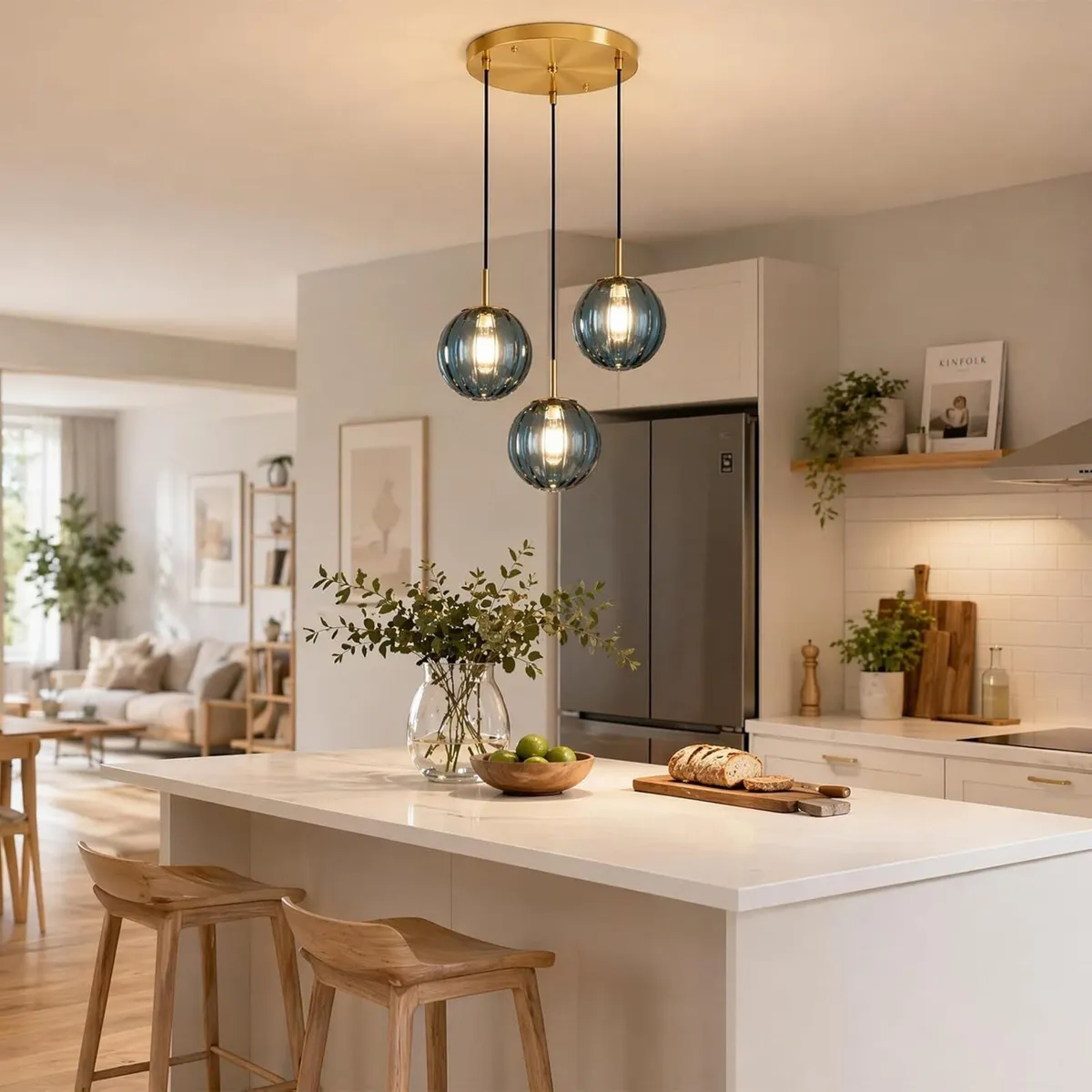 3 Lights Pendant Lighting Fixture with 15CM Glass - Image 4