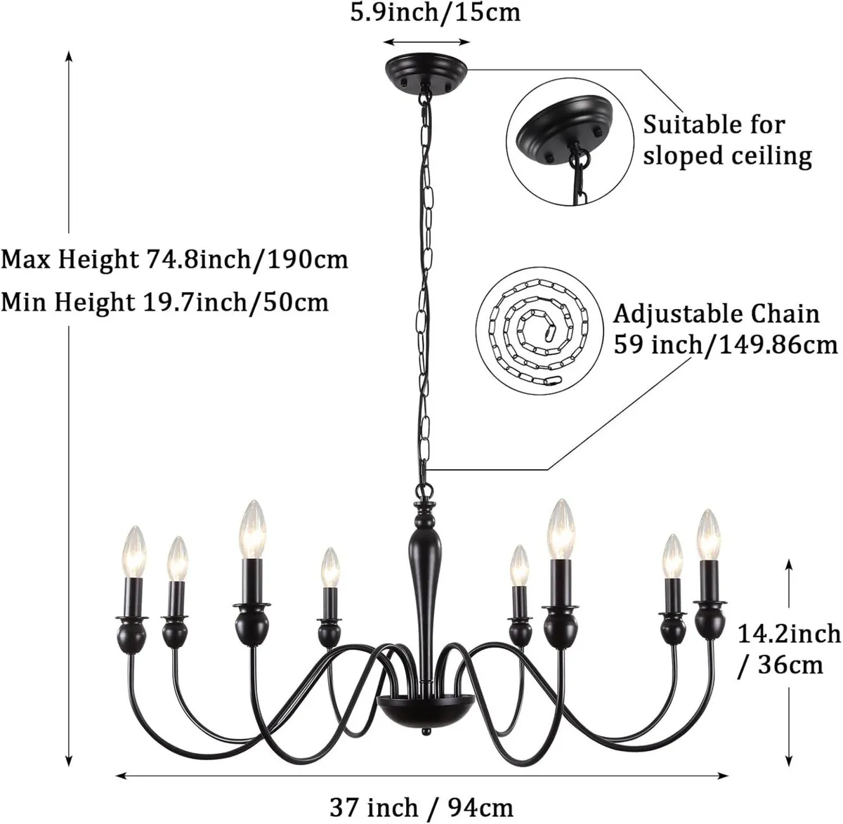 Chandelier 8-Light Farmhouse Chandeliers Ceiling - Image 3