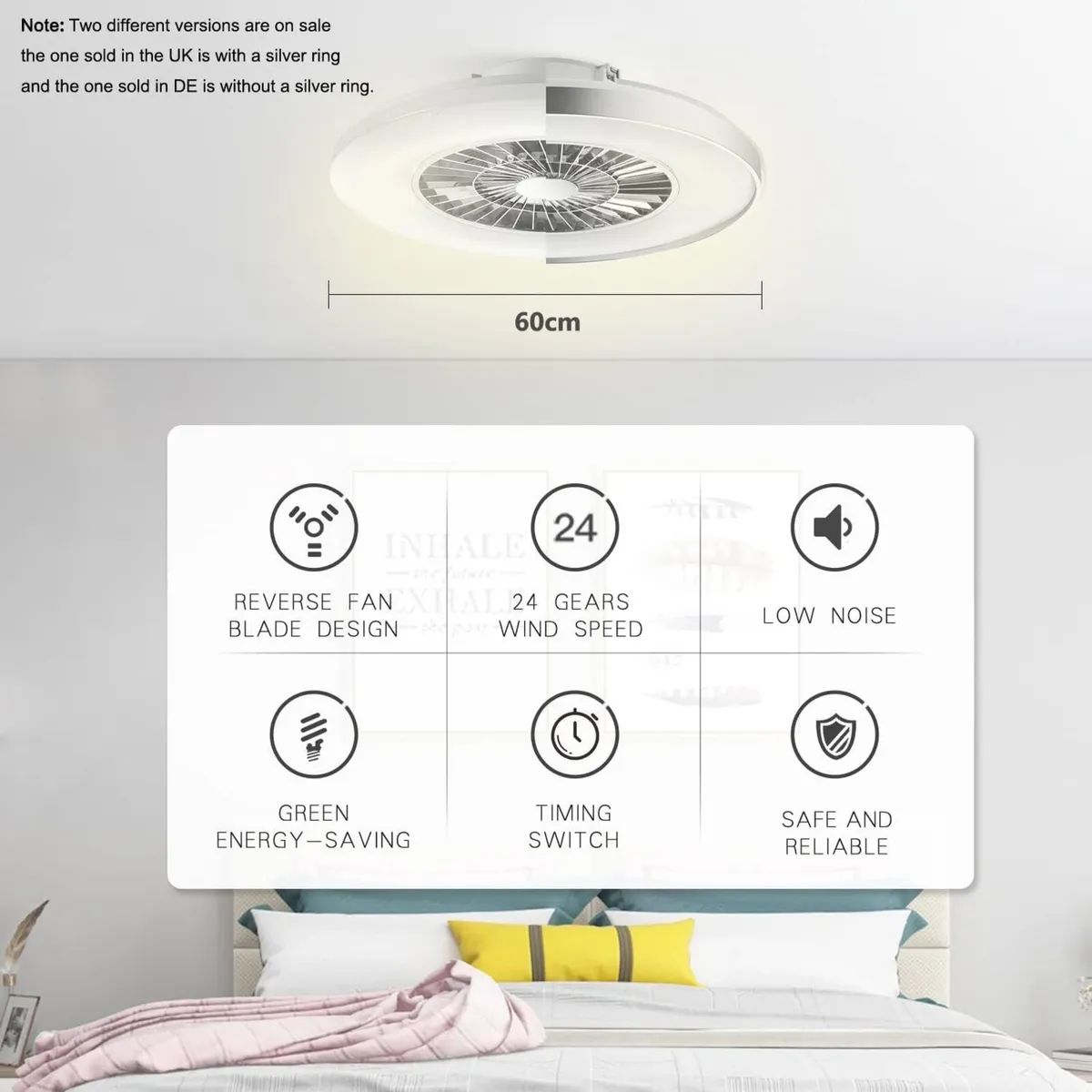 60CM LED Ceiling Light with Fan Lights 24 - Image 3