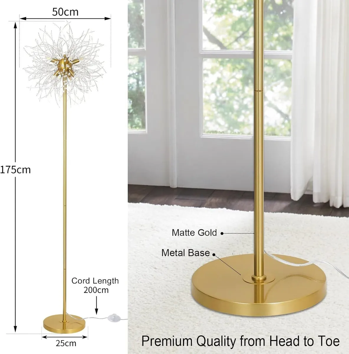 Modern Crystal Fireworks Floor Lamps Chrome - Image 3